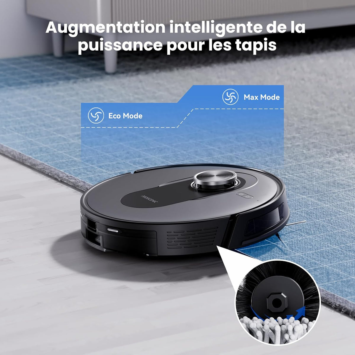 Proscenic Q8 Aspirateur Robot,6000Pa 200Mins Robot Aspirateur Laveur avec Serpillière,Navigation Lidar,Multi-étage Cartographie pour Poils Animaux Tapis Sols Durs,Connecté App Alexa Siri IFTTT