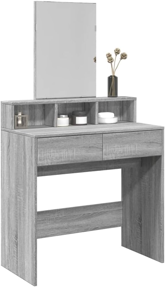 AJJHUUKI Coiffeuse avec miroir Gris Sonoma 80 x 41 x 144,5 cm - Meubles, armoires et rangement, coiffeuses pour chambre à coucher