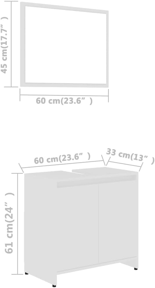 vidaXL Ensemble de Meubles de Salle de Bain 4 pcs, Ensemble de Armoires avec Rangement, Organisateur de Toilette Intérieur, Blanc Bois d'Ingénierie