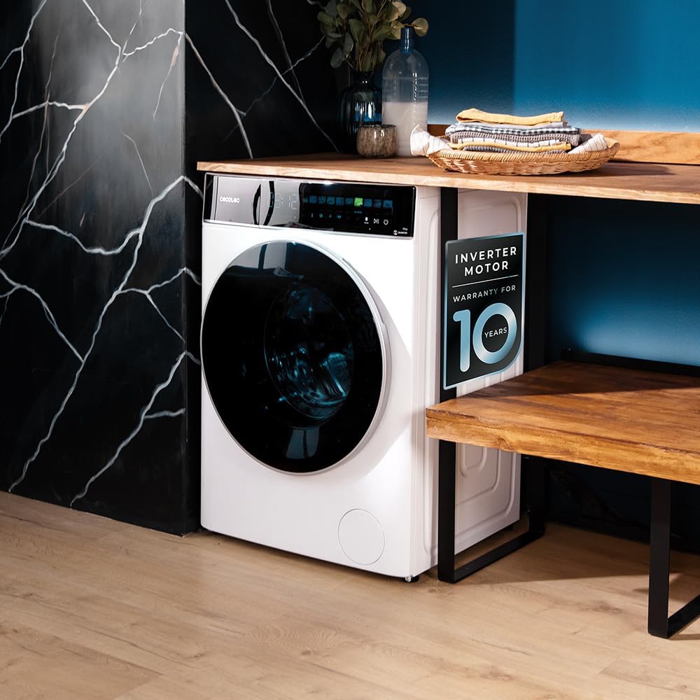 Cecotec Lave-linge 9Kg Chargement Frontal Bolero DressCode 9900 Autodose Inverter FullColor A, 1400 rpm, Écran FullColor 10,3", 16 programmes, Moteur Inverter Plus, SteamMax, Classe A, Blanc