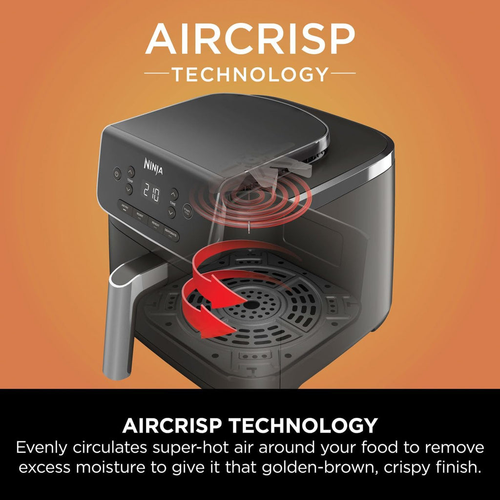 Ninja PRO 4.7L Friteuse à air 4 en 1, tiroir simple, friture à l'air, cuisson rôtie, chauffage, séchage, composants antiadhésifs lavables au lave-vaisselle, noir, AF140EU