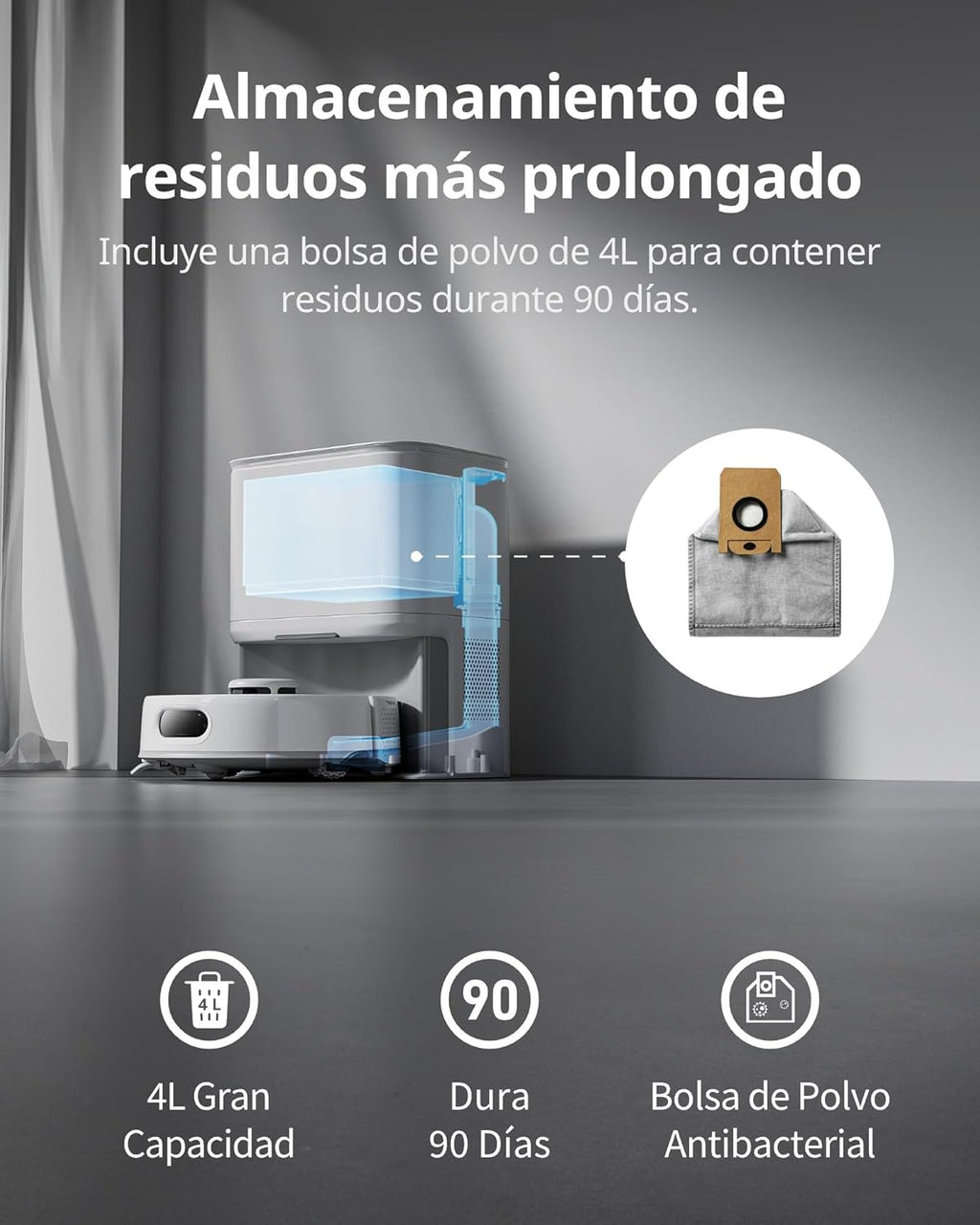 SwitchBot K10+ Pro Aspirateur Robot avec Vidange Automatique pour 90 Jours, Mini Aspirateur Robotisé Silencieux avec Une Puissance d'Aspiration Élevée, Compatible avec Alexa/Siri, WiFi 2,4 GHz