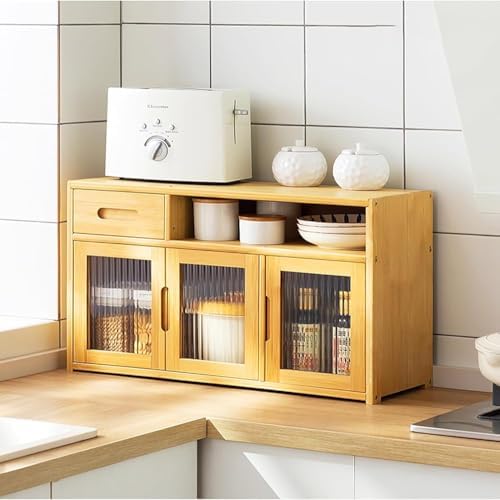 Meuble de rangement de cuisine multifonction avec portes et tiroirs, buffet élégant pour l'organisation de la vaisselle, des épices et des ustensiles, meuble de cuisine peu encombrant