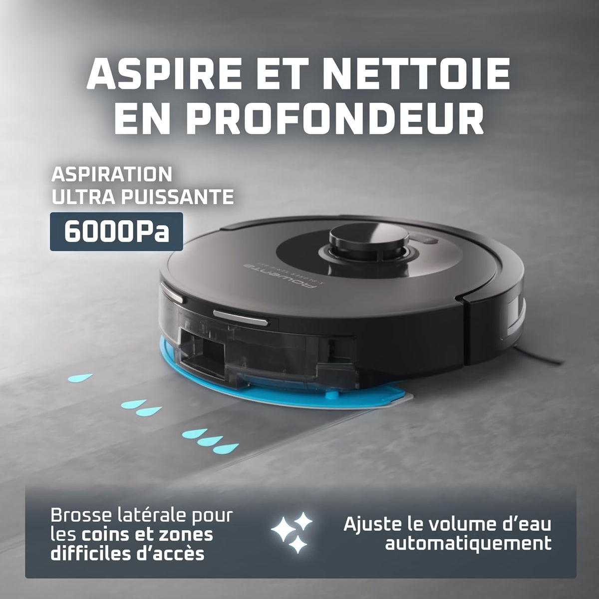Rowenta X-PLORER Serie85+, Aspirateur robot laveur, 6000Pa, Détection laser 360°, Vidage automatique de la poussière, RR87D5FE, Noir