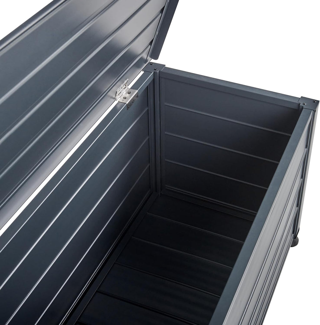 Beliani Coffre d'Extérieur de Rangement en Aluminium 113 x 50 cm Meuble de Jardin Gris Foncé Campalto