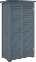 Outsunny Abri de Jardin abri à Outils sur Pied en Bois 2 étagères Portes à Volets Toit en Bitume incliné 87 x 47 x 160 cm Gris