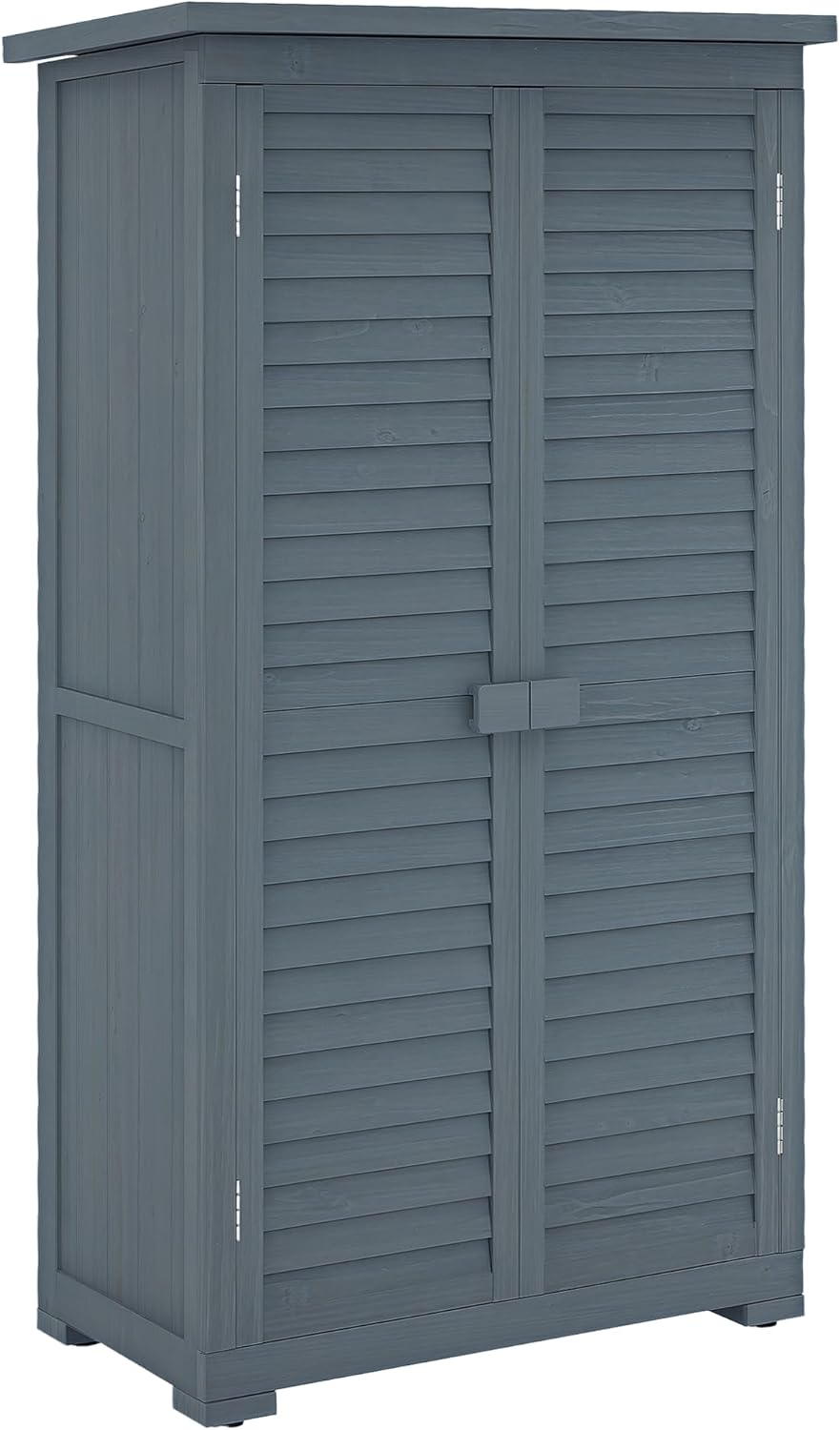 Outsunny Abri de Jardin abri à Outils sur Pied en Bois 2 étagères Portes à Volets Toit en Bitume incliné 87 x 47 x 160 cm Gris