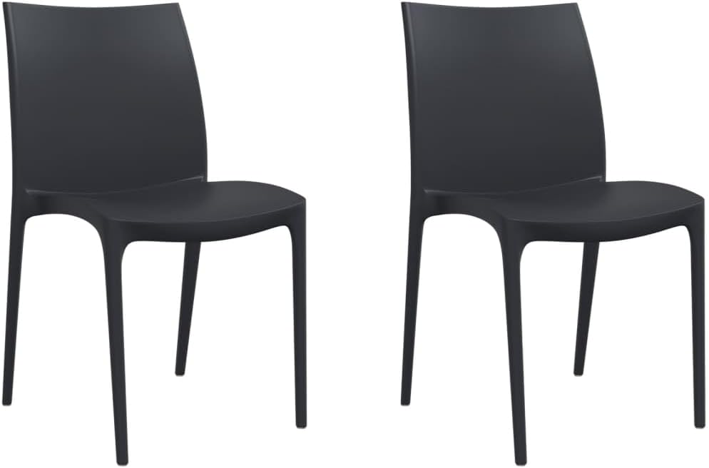 ZEYUAN Chaises de Jardin Lot de 2 Anthracite 50x46x80 cm polypropylène,Table De Jardin,Chaise De Jardin Aluminium,Chaise Jardin Plastique