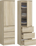 KUBUTKU Armoire multi-usages avec 3 tiroirs, 3 compartiments et portes, 180,5 x 50 x 40 cm, sonoma