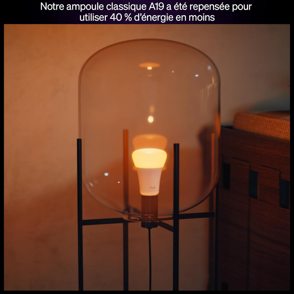 Hue Ampoule LED connectée A60, White and color, Culot E27, 6 W, Spectre complet 1000-2000 K, 810 lumens, Intensité variable, Compatible avec Alexa, Google Assistant et Home, pack de 4