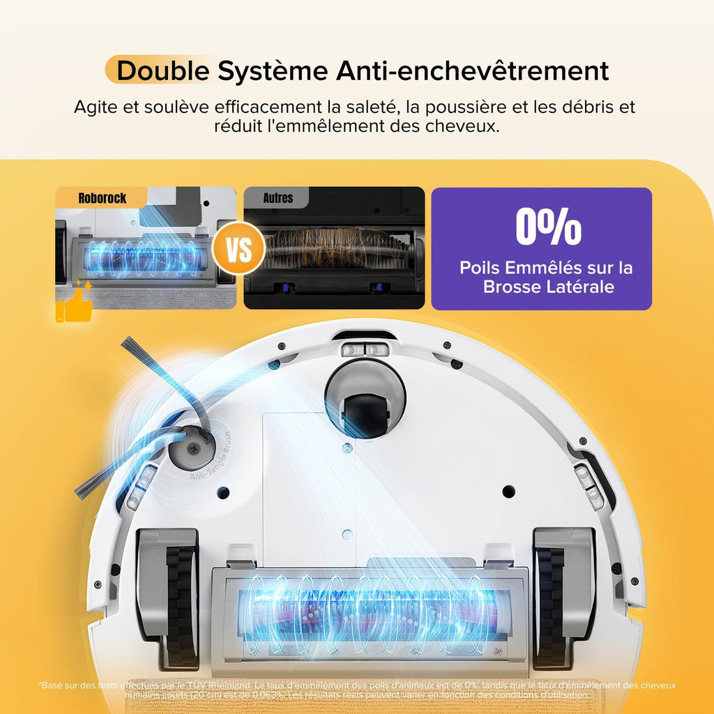 roborock Q7 M5 Set Aspirateur Robot Laveur 10 000 Pa, Double Conception Anti-Enchevêtrement, Durée de Nettoyage Prolongée, Navigation avec LiDAR Précis, APP, Blanc