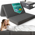 DYNMC you Matelas Pliable 2 Personnes en Mousse – 14 cm d’épaisseur – Idéal Camping, Maison, lit d’appoint ou Voyage (Gris/Blanc, Matelas Simple (75 cm) + Housse)