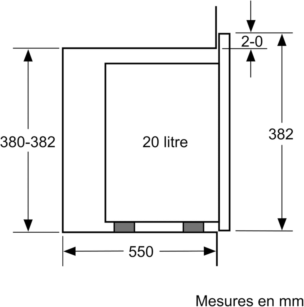 Bosch BEL524MS0 Série 6 - Micro-ondes intégrable, 60 x 38 cm, 20 litres, Blanc