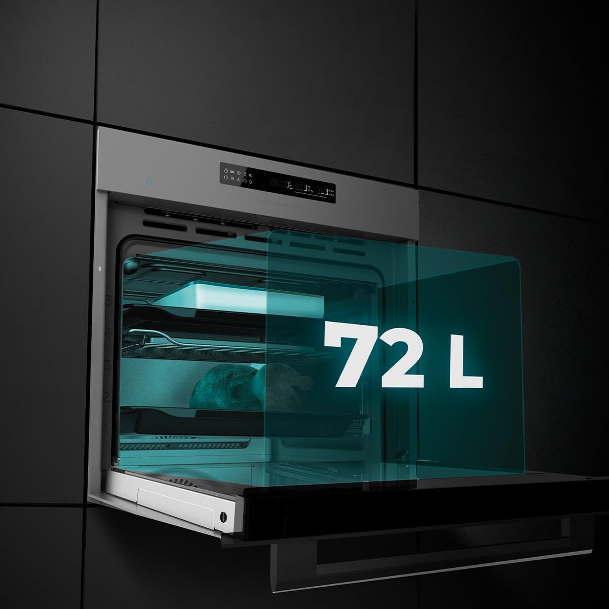 Cecotec Four Encastrable 60cm Bolero Hexa SM406000 Glass Grey A+. 2900W, 72L, 12 Fonctions avec Steak Master, Pizza Master, Steam Assist, Steam EasyClean, Mode Eco et Décongélation, Electronic Timer