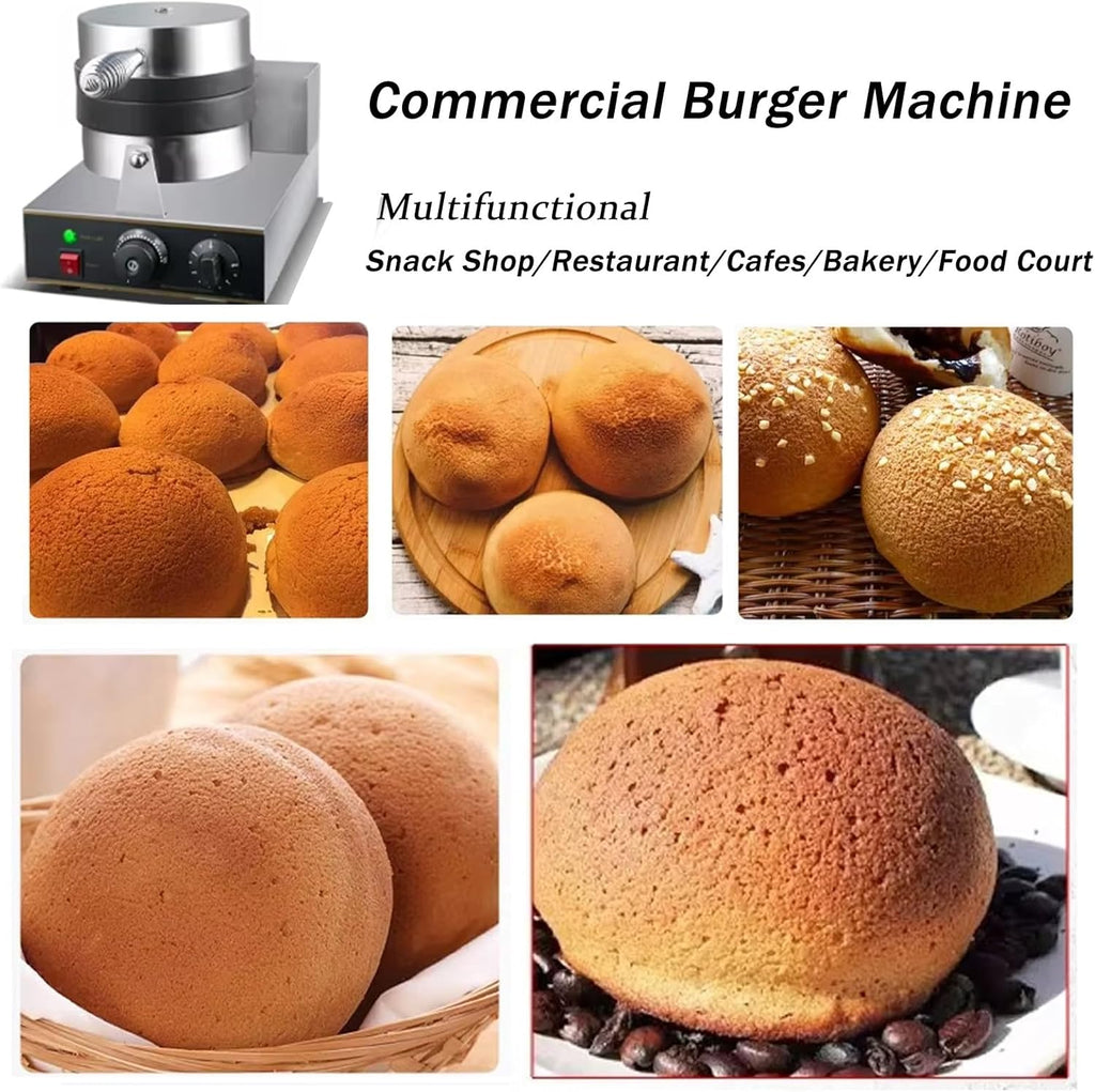 Machine à hamburgers commerciale avec revêtement antiadhésif, chauffe-hamburgers, presse à panini, machine à sandwichs 1300 W, gaufrier aux œufs, gaufrier à hamburgers commercial en acier in