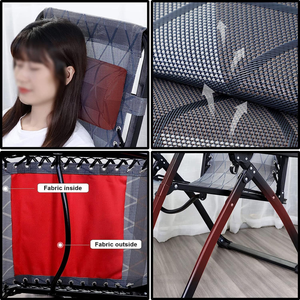 DANNMPX Chaise Longue Chaise Pliante Inclinable Réglage À 9 Vitesses Longue avec Repose-tête Coussin Palette pour Intérieur Extérieur Pliante Relaxation