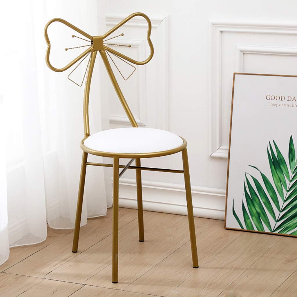 Tabouret de maquillage en forme de papillon en fer doré, chaise créative en cuir synthétique pour coiffeuse, meubles de salle à manger de 87 cm de hauteur, siège blanc élégant pour un usage domestique