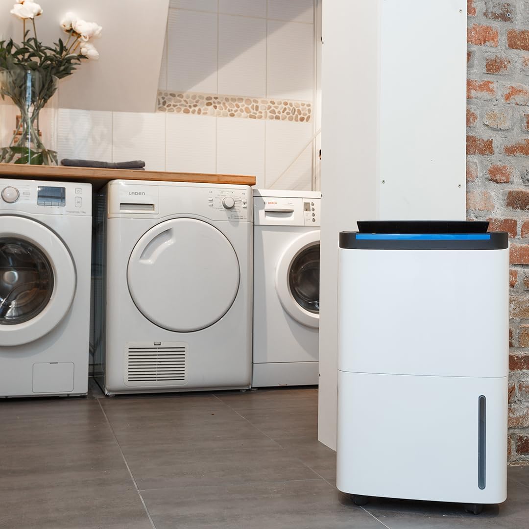 Air&Me Déshumidificateur ROHAN 50L/j avec pompe – Connecté, puissant & silencieux, idéal 200m². Volet oscillant, grande autonomie.