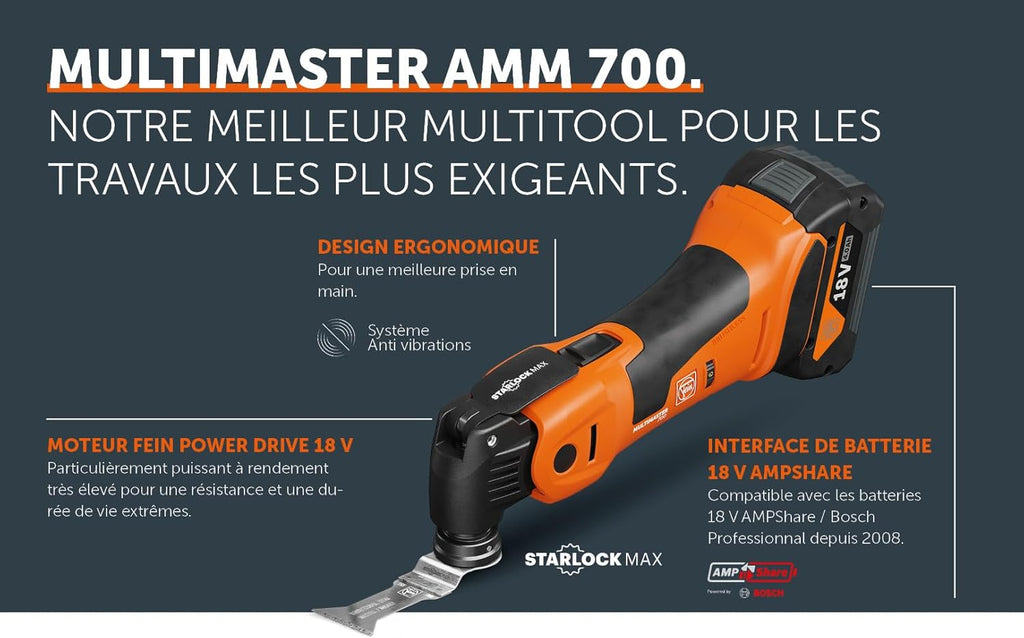 FEIN 71293663000 - Machine oscillante sans fil FEIN - AMM 700 MAX TOP AMPShare.; AMM 700 MAX TOP AS, Machine sans fil, Oscillation