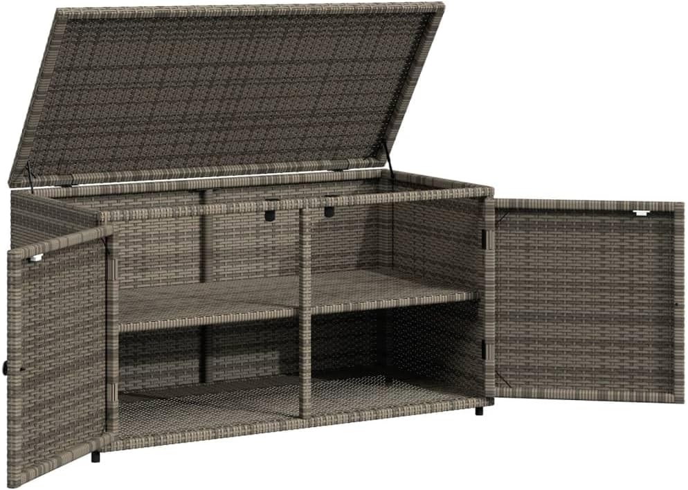 Canditree Armoire de Rangement de Jardin en Résine Tressée, Armoire Bass D'extérieur avec 2 Portes 2 étagère (Gris)
