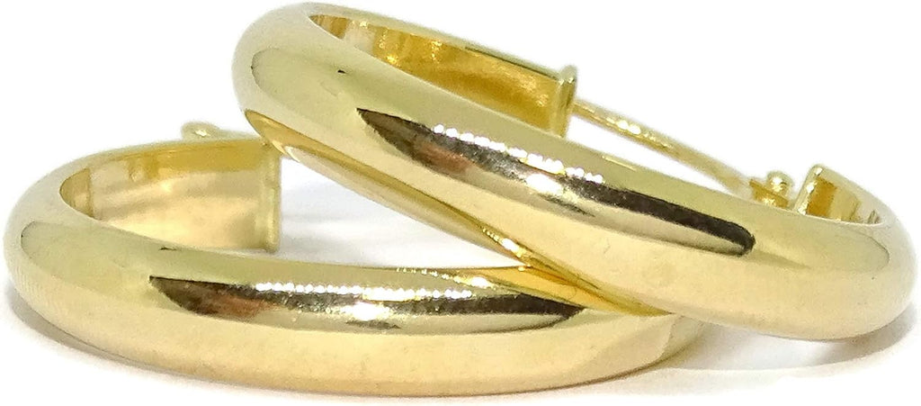 Boucles d'oreilles créoles en or jaune 18 carats avec tube demi-tige de 4 mm de large par 2,3 cm de diamètre extérieur. 2,10 g d'or 18 carats. Un cadeau vraiment spécial pour les femmes., Or 18 carats