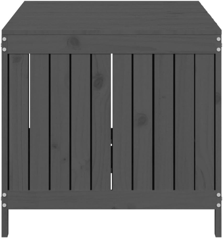 vidaXL Boîte de Rangement de Jardin, Coffre à Outils avec Couvercle, Bac de Rangement, Organisateur de Salon Chambre, Moderne, Gris Bois de Pin Massif