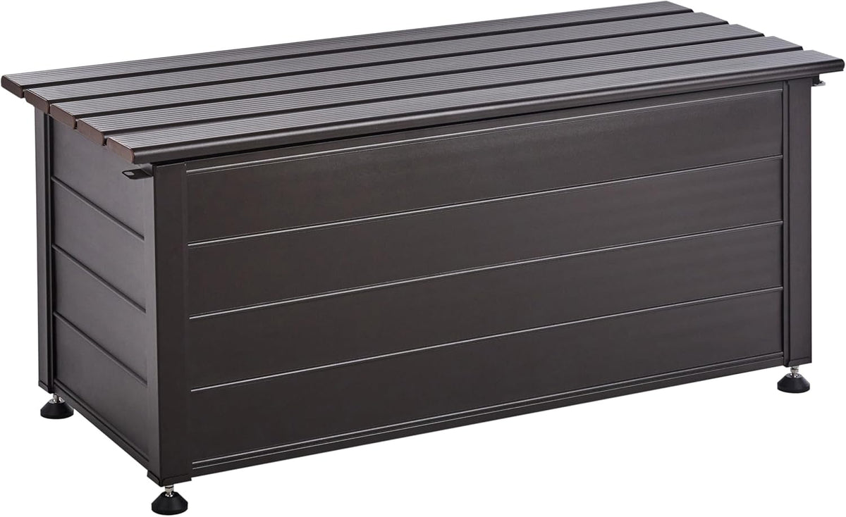 Beliani Coffre d'Extérieur de Rangement en Aluminium 113 x 50 cm Meuble de Jardin Brun Foncé Campalto