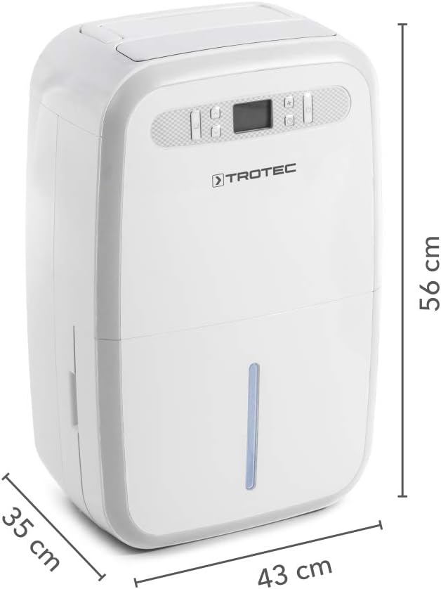 TROTEC TTK 95 E Déshumidificateur d'air pour 90 m², 30L/jour, silencieux, puissant - Réservoir 5,3L, Hygrostat intégré - Absorbeur d'humidité