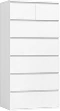 FOREHILL Commode 7 Tiroirs Commode Chambre Adulte Chiffonnier Haut Commodes Rangement Blanche Armoire à Tiroirs pour Salon Couloir en Bois 60x40x119cm