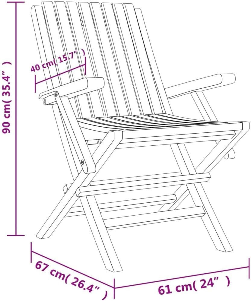 WHOPBXGAD Chaises de Pliantes Lot de 2 61x67x90cm Bois Massif Teck, Fauteuil de Exterieur Table Haute Exterieur Table et de Tables de
