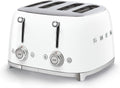 Smeg, Grille-pain 4 Tranches TSF03WHEU, 4 Fentes 36 mm, 6 Niveaux de Brunissage, Fonction Chauffage, Décongélation et Bagel, Éjection Automatique du Pain, 2 Ramasse Miettes, 2000 W, Blanc