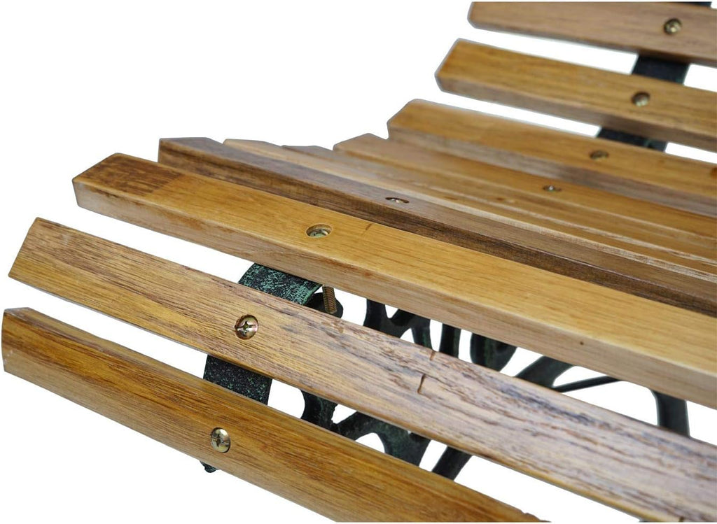 Banc de Jardin HWC-F97, Banc du Parc, Banquette en Bois, Fonte, 3 Places, 122cm, 22kg - Marron Clair