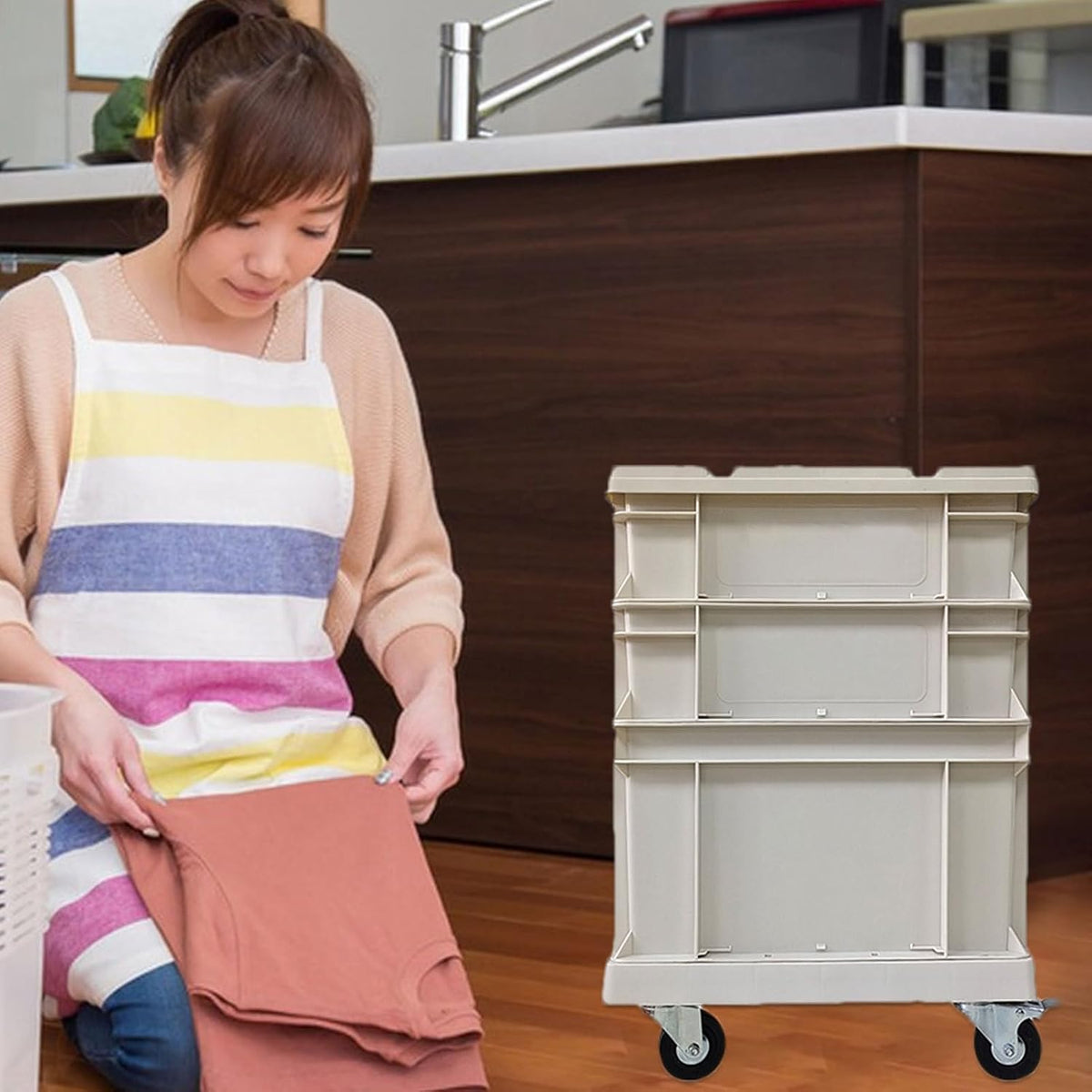 Generico Boîte De Rangement Avec Roues,Conteneurs Empilables De Grande Capacité | Paniers Organisateurs avec Couvercles et Roues,pour Maison Bureau Extérieur Camping Garage Grenier Emballage