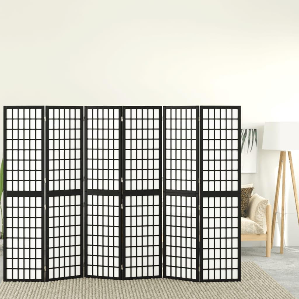 Ecran d'Intimité Paravent Séparateur de Pièces Cloison de Séparation pour Chambre à Coucher Maison Intérieur, 6 Panneaux 240x170 cm Noir