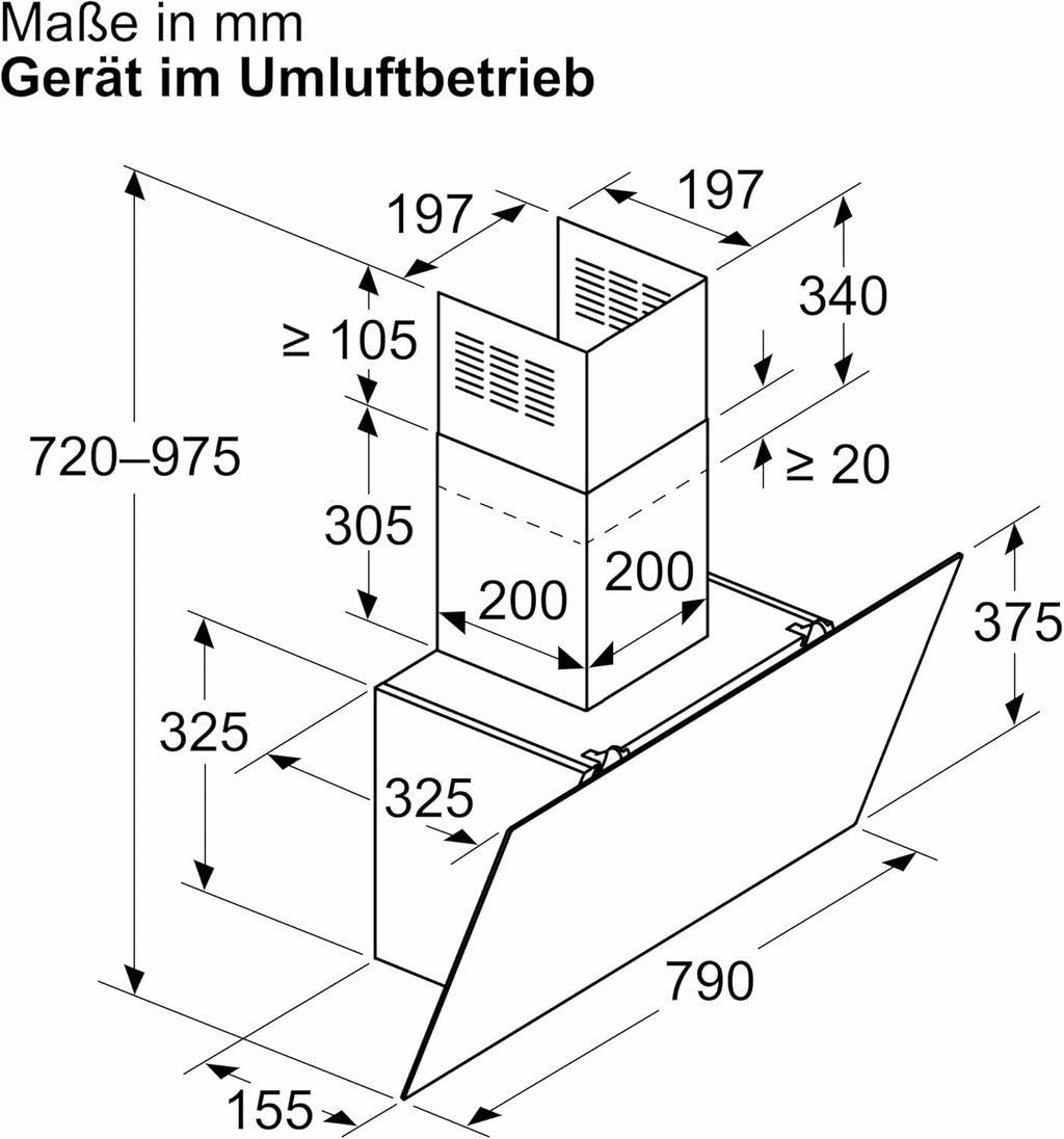 Bosch DWK85DK60 Série 2, Hotte murale, 4 vitesses d'aspiration dont 1 intensive, 80 cm, Noir avec finition en verre