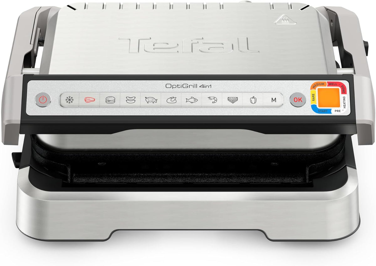 Tefal Optigrill 4 en 1, Grill intelligent, fonctions bbq, Four et repas complet, 9 programmes, Mode manuel, Ouverture 180°, 4 personnes, GC776D10