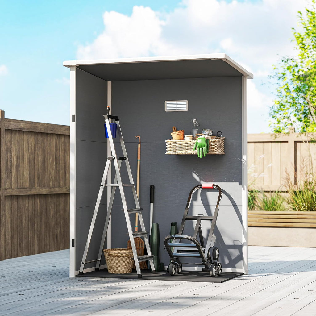Outsunny Abri de Jardin 1,14 m² cabane de Jardin pour Outils - Porte verrouillable, aération et fenêtre - dim. 151L x 92l x 193H cm - Plastique, Gris