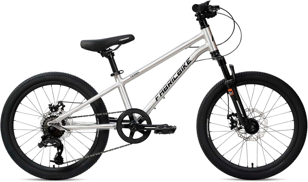 FabricBike Terra - VTT en Aluminium 20 Pouces pour Les Enfants de 6, 7 et 8 Ans, Frein à Disque, 7 Vitesses, Suspension Avant