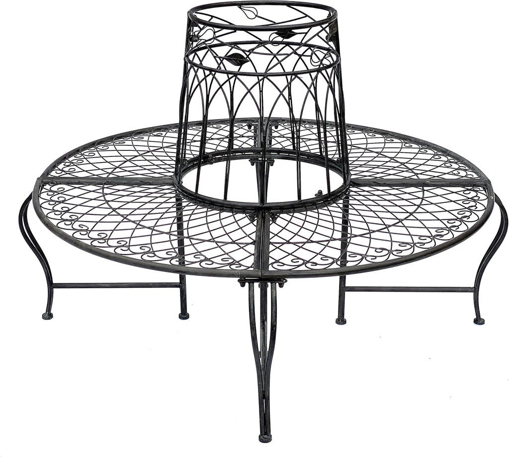 DanDiBo 96003 Banc rond en métal résistant aux intempéries Marron diamètre 130 cm