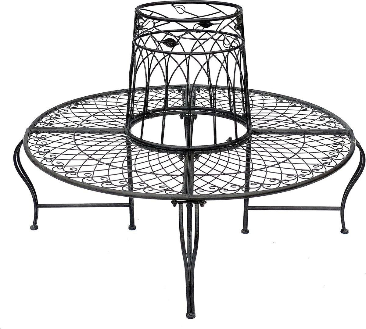 DanDiBo 96003 Banc rond en métal résistant aux intempéries Marron diamètre 130 cm