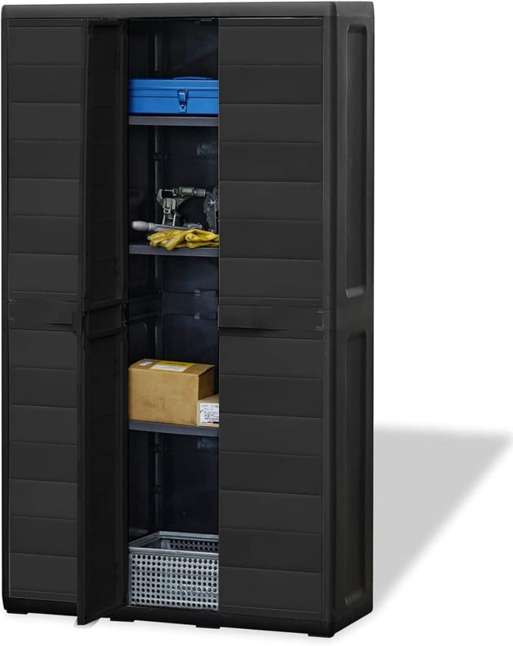 Tidyard Catherinol Armoire de Rangement de Jardin Armoire de Rangement Extérieur Armoire de Rangement de Jardin avec 4 étagères Noir