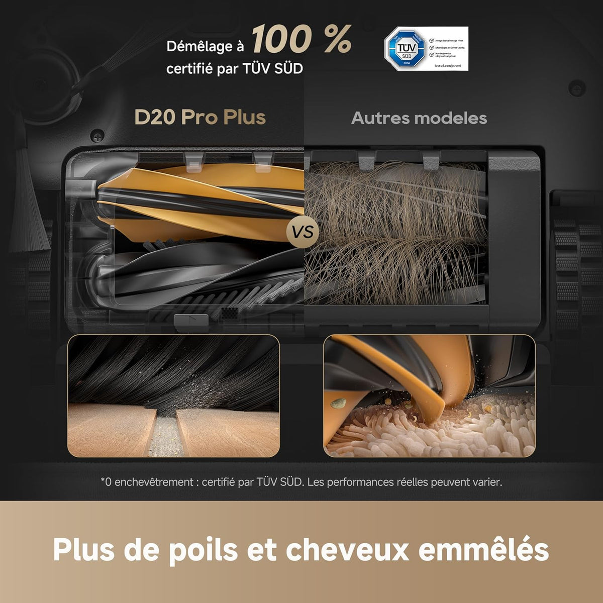 dreame D20 Pro Plus Robot Aspirateur 2-en-1, 13 000 Pa, Double Brosse, Auto-Vidage, Laser Navigation, Capteur Distance, Poils d’Animaux, Coins, Sols Durs & Tapis, Batterie 5200 mAh