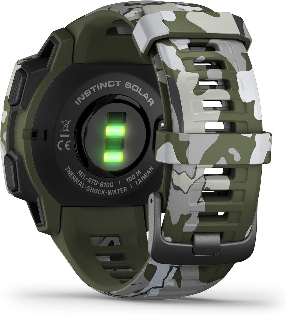 Instinct Solar Camo Edition - Montre GPS de plein air robuste avec chargement à l'énergie solaire - Lichen (Reconditionné)