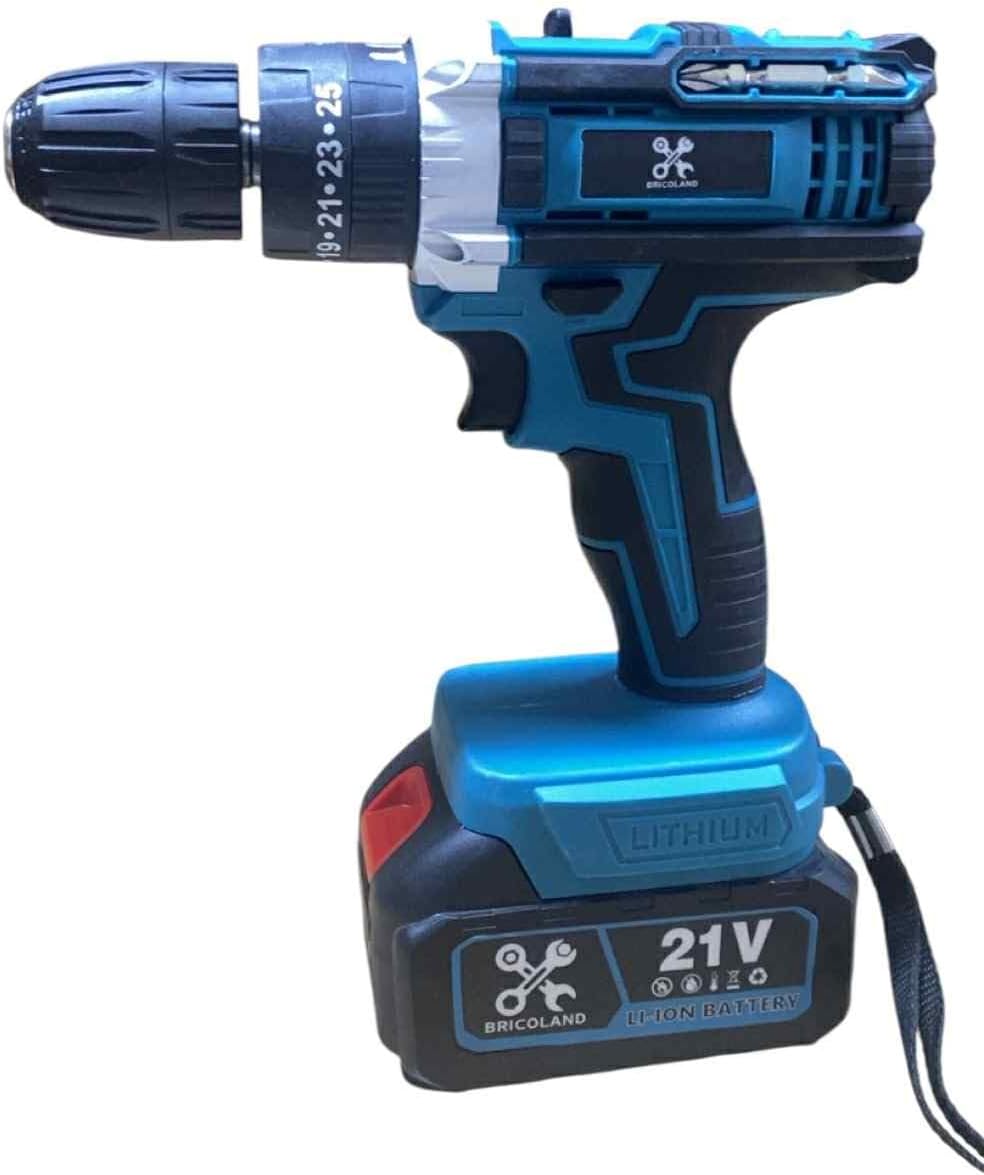 Générique Kit d'Outils Électriques Bricoland, 4 Pièces, Perceuse, Meuleuse, Clé à Choc, Perforateur, avec 4 Batteries Lithium et Chargeur Rapide