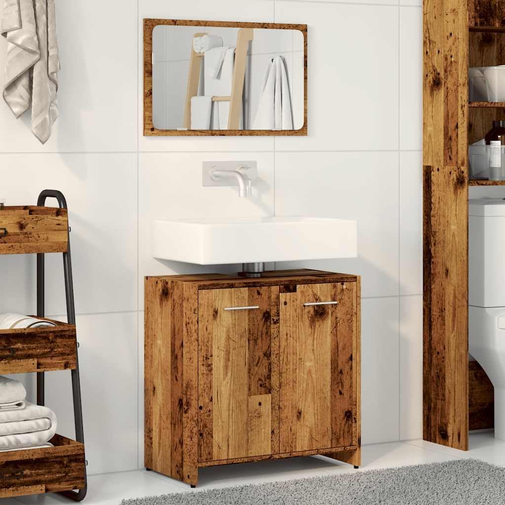 WSJHUHK Meubles, ensembles de meubles, ensembles de meubles de salle de bain, armoire de salle de bain avec miroir, bois d'ingénierie vieux bois