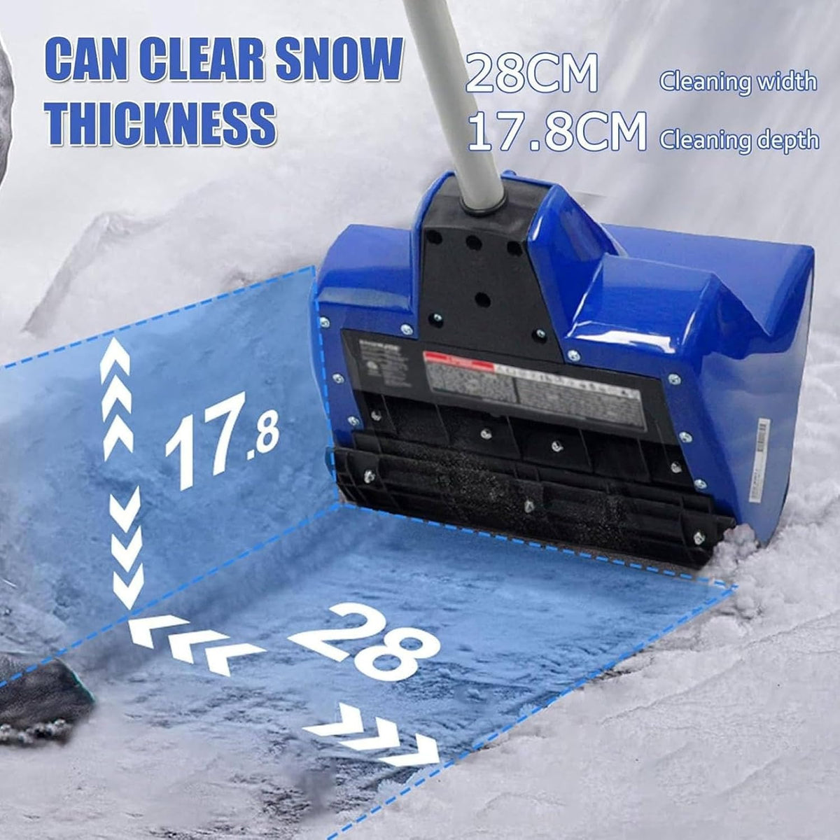 Pelle À Neige sans Fil 1200 W avec Batterie - Largeur De Déblaiement De 32 Cm, Portée De 8 M Et Profondeur De Pénétration De La Neige De 16 Cm, pour Le Déneigement des Allées,Terrasses,A,Yellow