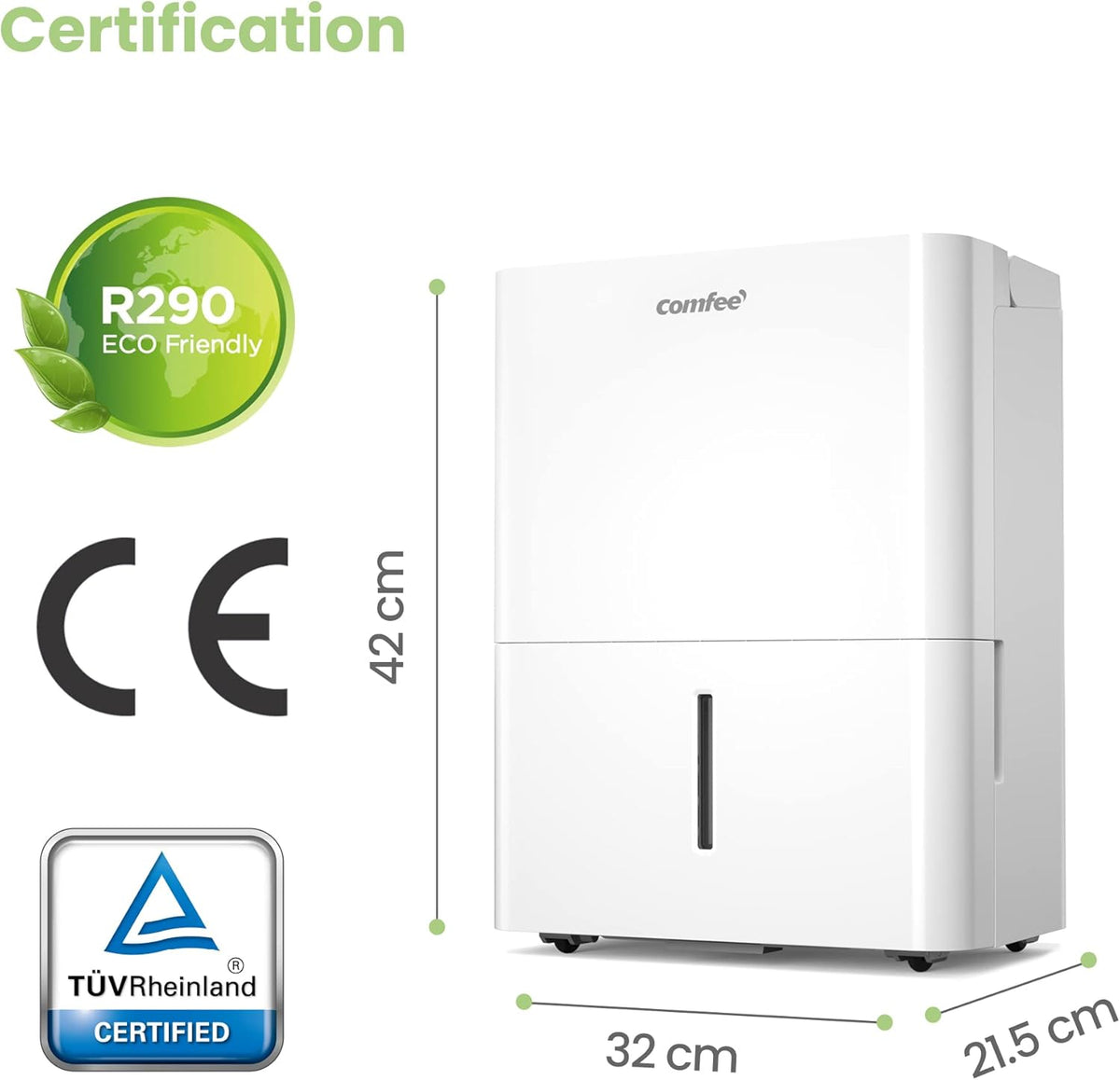 Déshumidificateur Compacte, Absorbe jusqu'à 12L/jour, Deshumidificateur d air avec Roulettes et Poignée, Minuterie 24H, Réservoir 2L, Pour pièce de 20-35㎡, MDDN-12DEN7