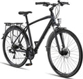 Licorne Bike Vélo de trekking de qualité supérieure en aluminium de 28” pour garçons, filles, femmes et hommes - 21 vitesses - VTT - Crossbike (homme, noir) Standard