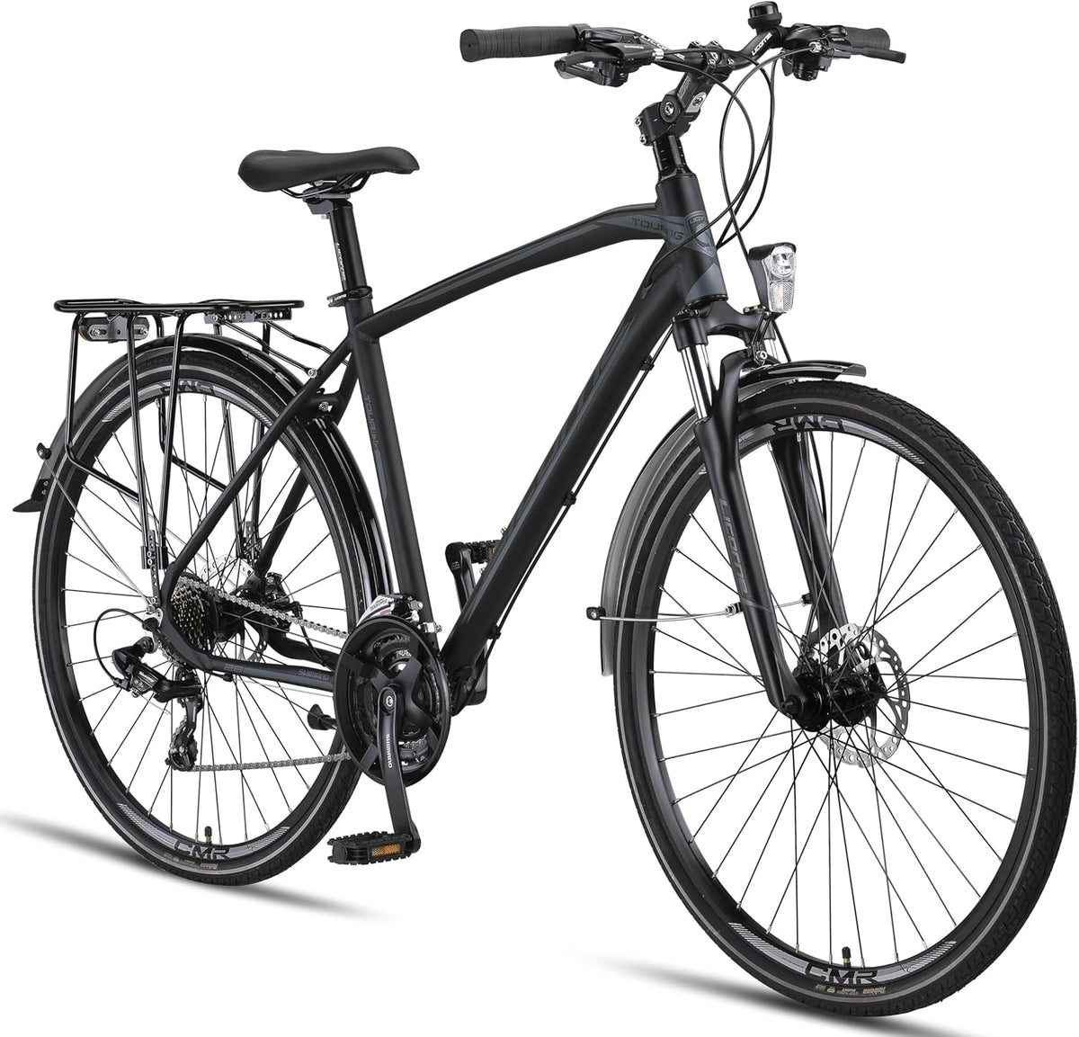 Licorne Bike Vélo de trekking de qualité supérieure en aluminium de 28” pour garçons, filles, femmes et hommes - 21 vitesses - VTT - Crossbike (homme, noir) Standard