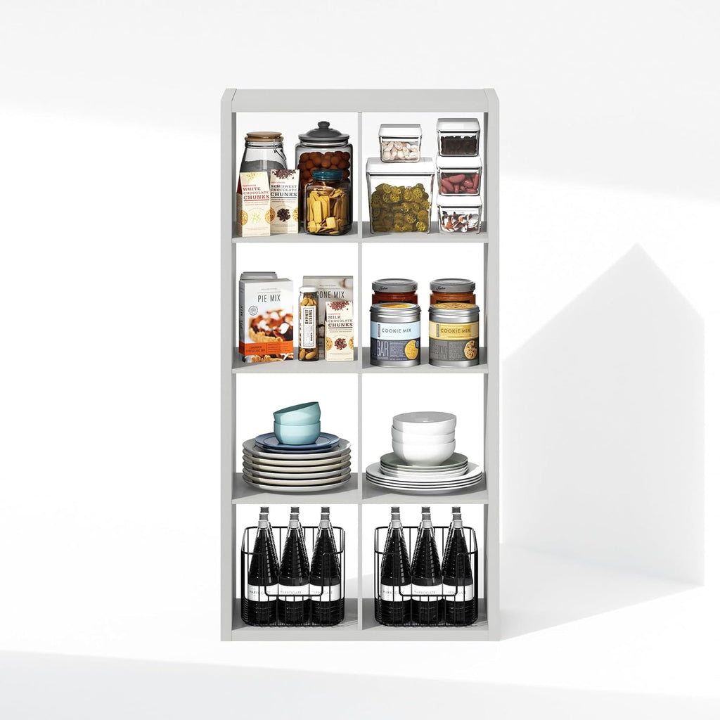 Furinno Cubic Organisateur de Placard 8 Cubes, étagères Ouvertes, Structure Extra épaisse pour penderie, Chambre, Salon, Gris Clair